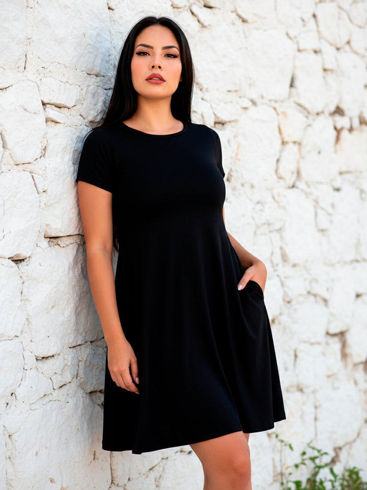 Vestido Curvy Corte A con Bolsas Manga Corta - LIZAPONS