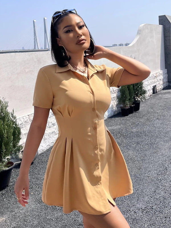 Vestido Camisero de Cuello Sport y Manga Corta con Botones - LIZAPONS