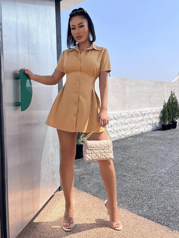 Vestido Camisero de Cuello Sport y Manga Corta con Botones - LIZAPONS