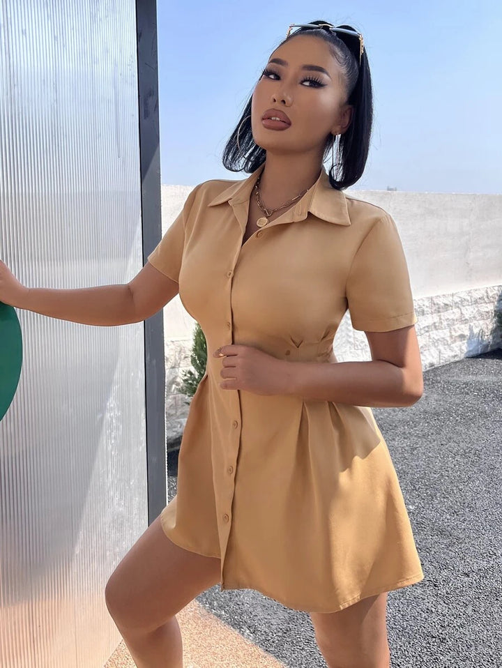 Vestido Camisero de Cuello Sport y Manga Corta con Botones - LIZAPONS
