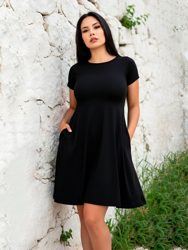 Vestido Curvy Corte A con Bolsas Manga Corta - LIZAPONS