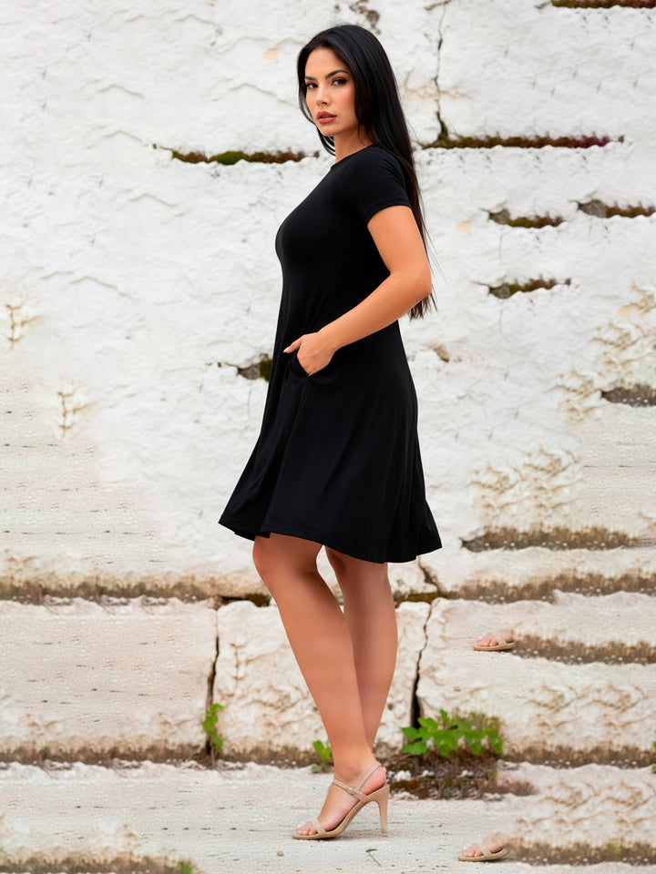 Vestido Curvy Corte A con Bolsas Manga Corta - LIZAPONS