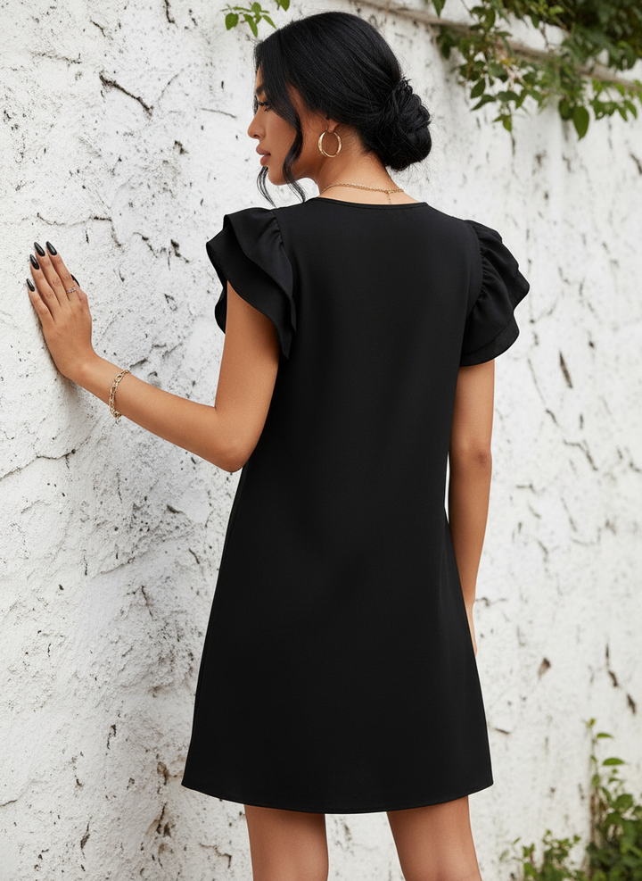 Vestido Tipo Túnica de Cuello Redondo y Manga con Volantes - LIZAPONS