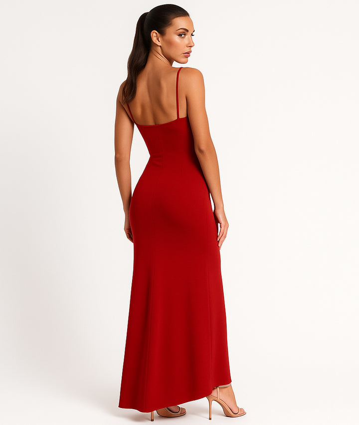 Vestido de fiesta maxi de tirantes y abertura al costado en parte baja - LIZAPONS