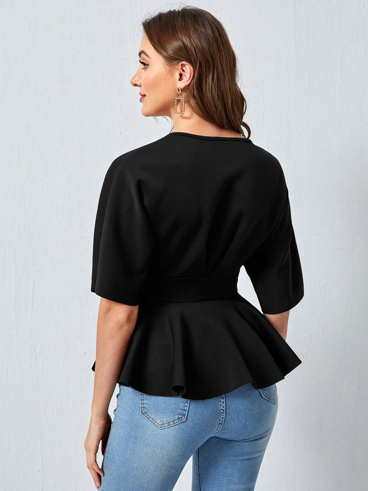Blusa de Escote Profundo y Lazo en Cintura - LIZAPONS