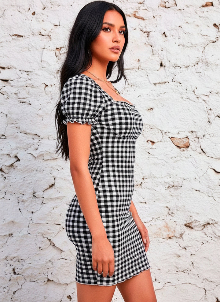 Vestido Casual de Corte imperio y Manga Corta con Escote Cuadrado - LIZAPONS