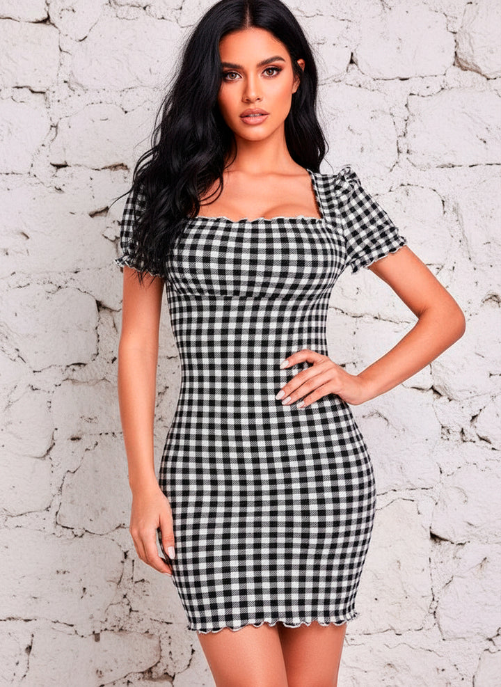 Vestido Casual de Corte imperio y Manga Corta con Escote Cuadrado - LIZAPONS