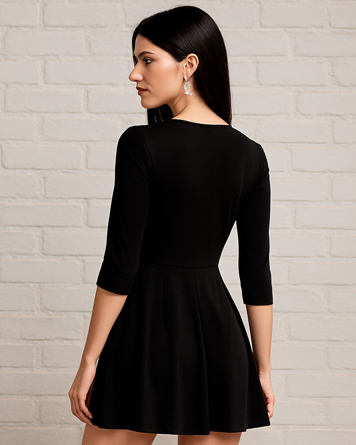 Vestido Casual Manga 3/4 de Corte Evasé con Perlas - LIZAPONS