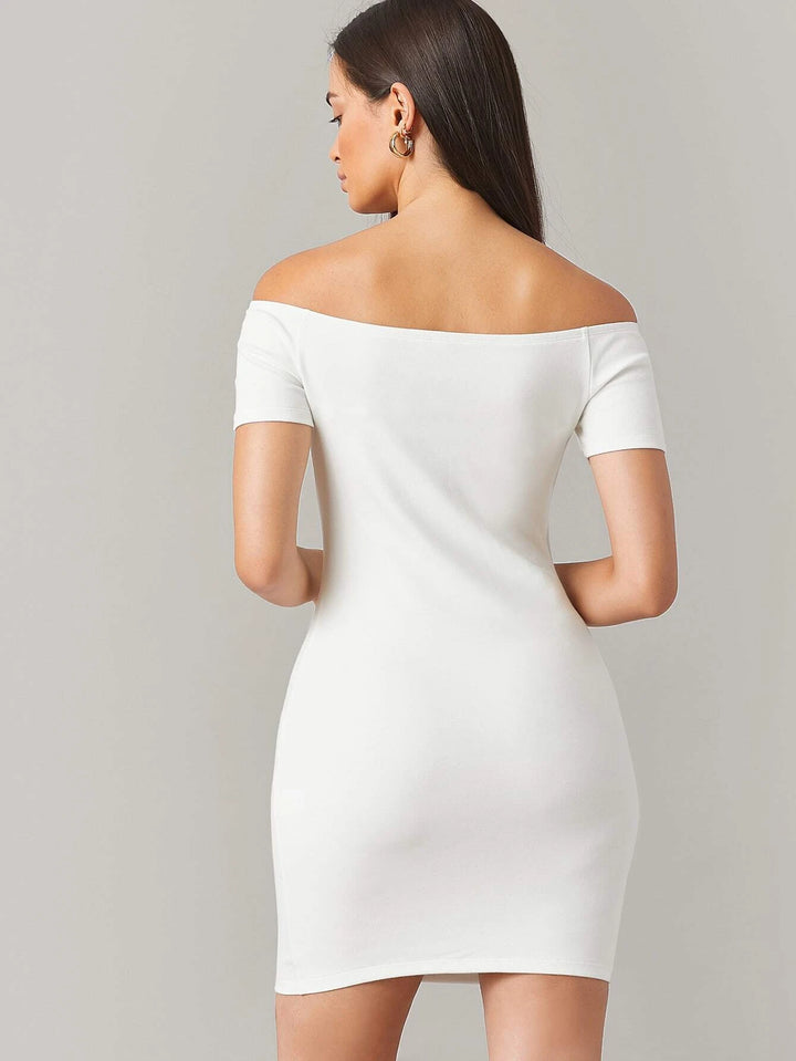 Vestido Casual de Manga Corta y Hombros Descubiertos - LIZAPONS
