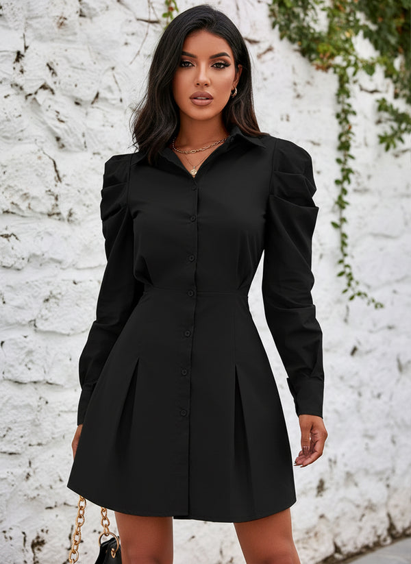 Vestido Camisero de Cuello Sport y Manga Larga Farol - LIZAPONS