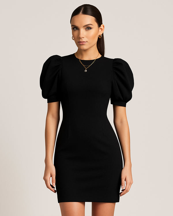 Vestido Cuello Redondo Ajustado y Mangas Farol - LIZAPONS