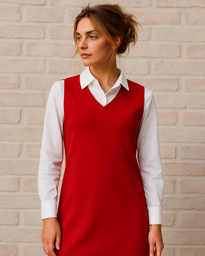 Vestido de Manga Larga y Cuello Sport de Color Combinado - LIZAPONS