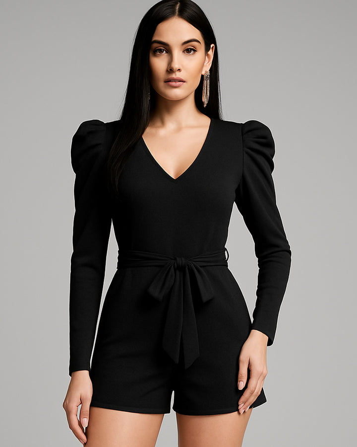 Jumper de Manga Larga y Cuello V con Cinta de Amarre en Cintura - LIZAPONS