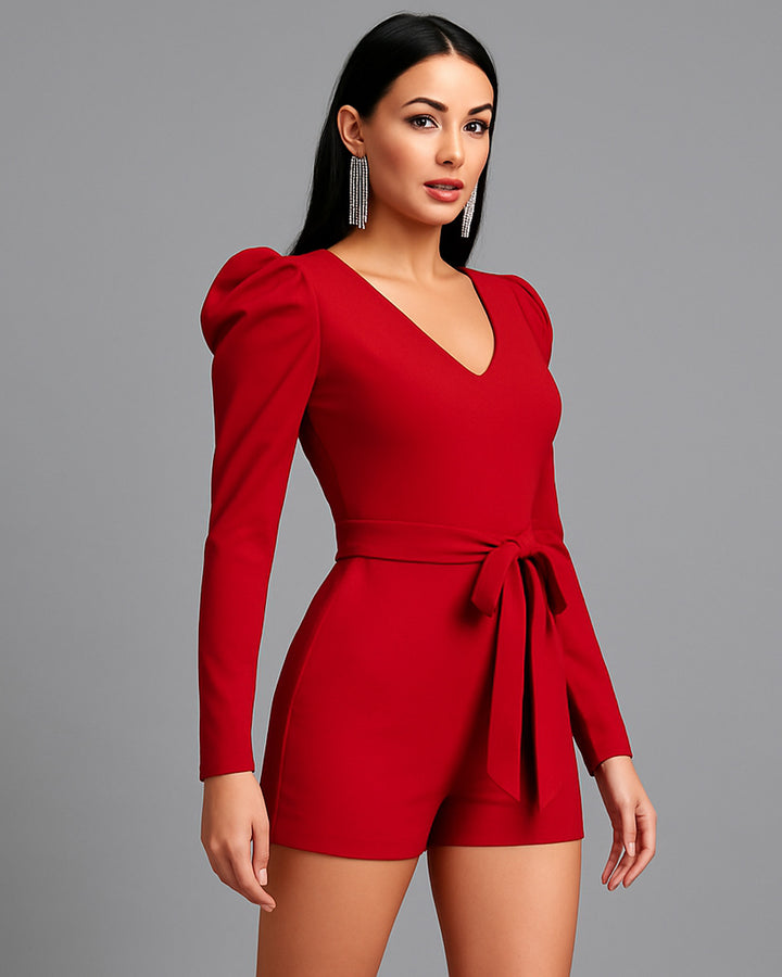 Jumper de Manga Larga y Cuello V con Cinta de Amarre en Cintura - LIZAPONS
