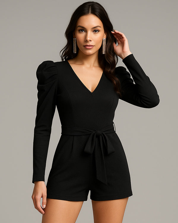 Jumper de Manga Larga y Cuello V con Cinta de Amarre en Cintura - LIZAPONS