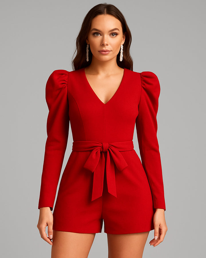 Jumper de Manga Larga y Cuello V con Cinta de Amarre en Cintura - LIZAPONS