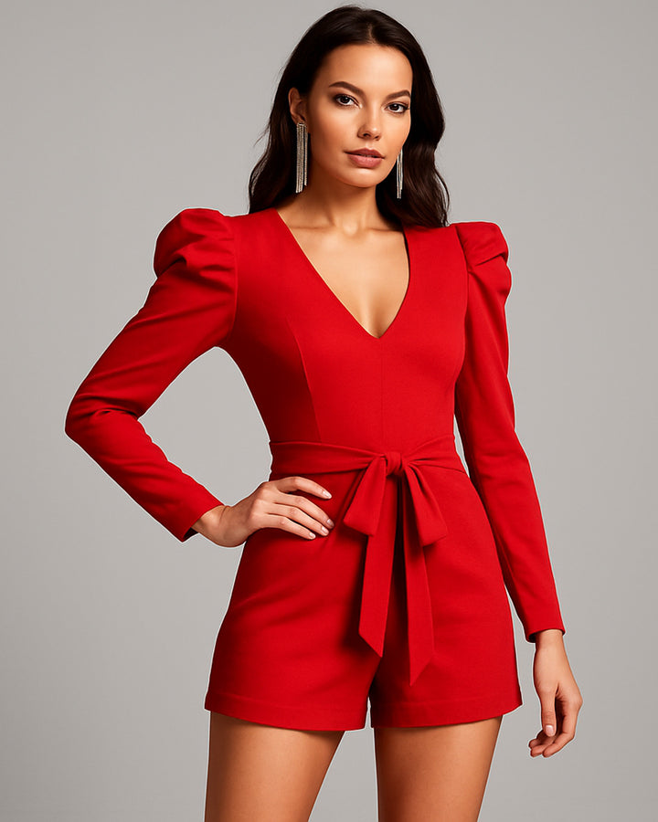 Jumper de Manga Larga y Cuello V con Cinta de Amarre en Cintura - LIZAPONS
