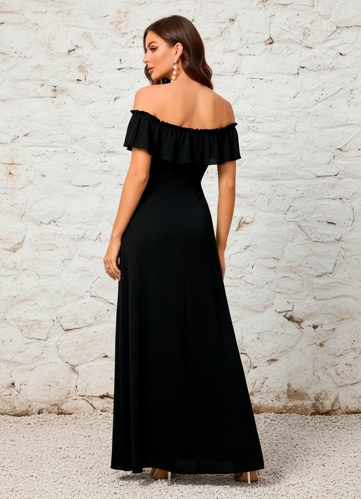 LIZAPONS Vestido Fiesta de Hombros Descubiertos y Abertura Alta en Pierna