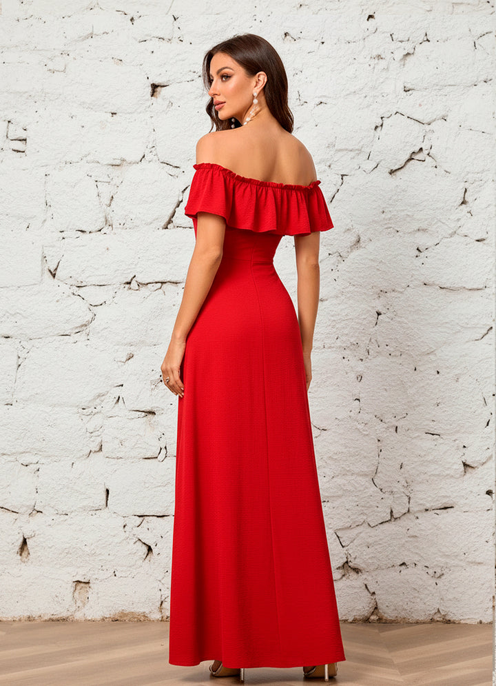 LIZAPONS Vestido Fiesta de Hombros Descubiertos y Abertura Alta en Pierna