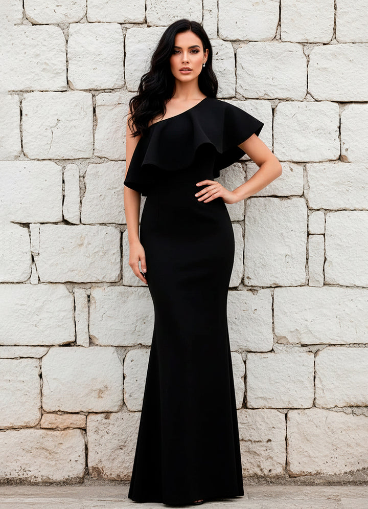 LIZAPONS Vestido Fiesta Sirena Moderno de Un Hombro con Volante