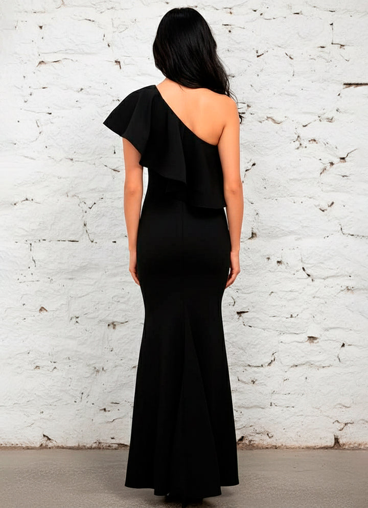 LIZAPONS Vestido Fiesta Sirena Moderno de Un Hombro con Volante