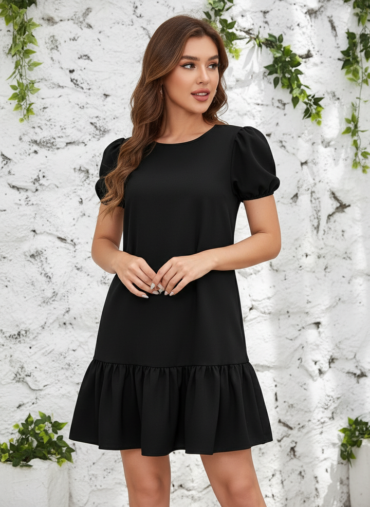 Vestido Smock de Manga Farol Bajo con Fruncido - LIZAPONS