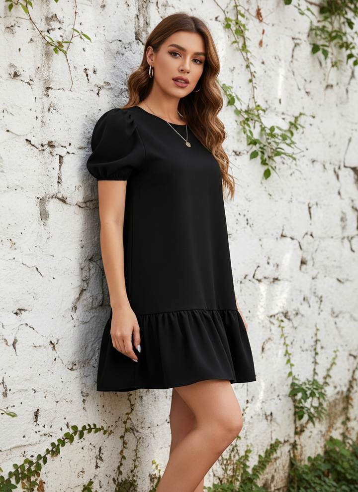 Vestido Smock de Manga Farol Bajo con Fruncido - LIZAPONS