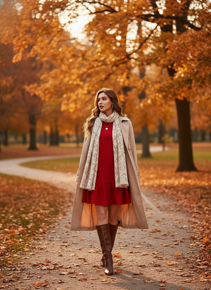 Vestido Smock de Manga Farol Bajo con Fruncido - LIZAPONS