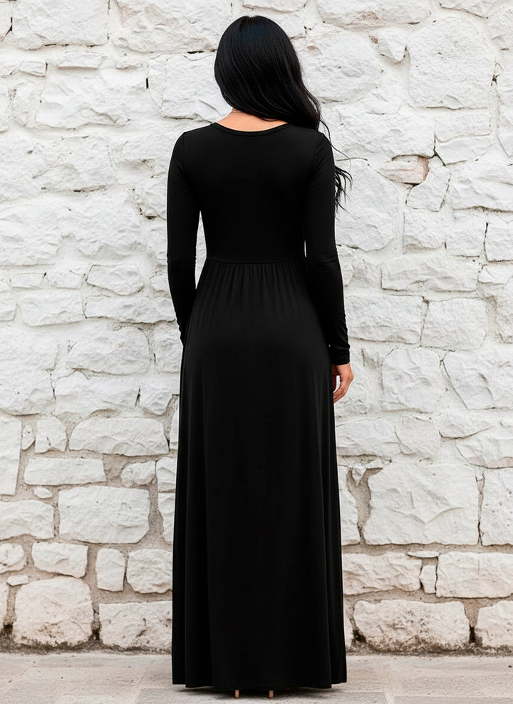 Vestido Largo Maxi de Manga Larga con Bolsillos Elegante y Versátil - LIZAPONS