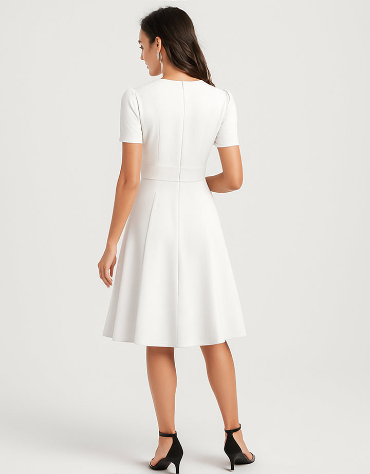 Vestido Casual Corto Corte Imperio de Cuello en V y Manga Corta - LIZAPONS