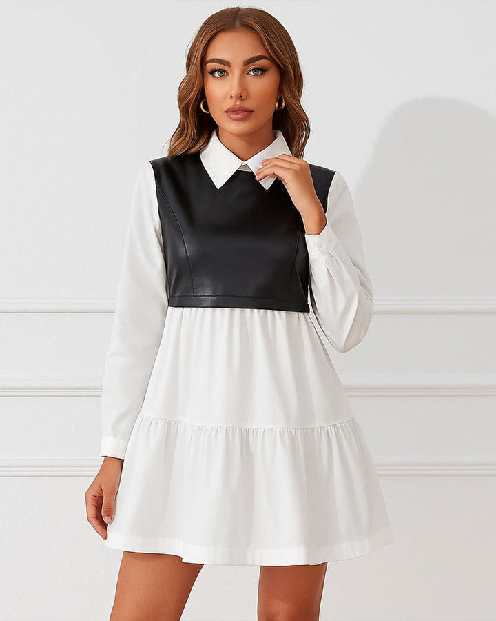 Vestido Casual Dos en Uno Sofisticado con Chaleco Negro Vinipiel - LIZAPONS
