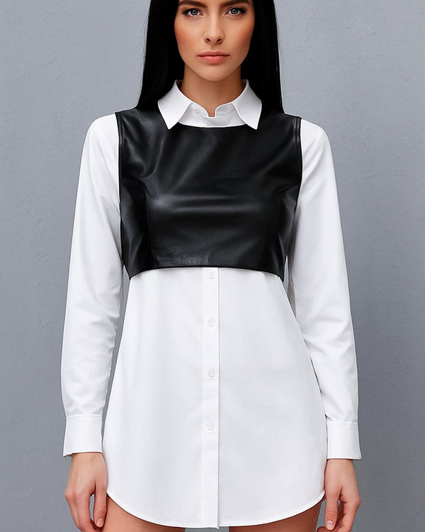 Vestido Casual Dos en Uno de Cuello Sport y Manga Larga con Botones - LIZAPONS