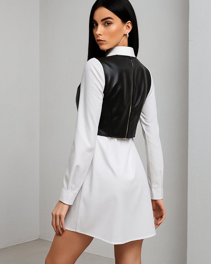 Vestido Casual Dos en Uno de Cuello Sport y Manga Larga con Botones - LIZAPONS