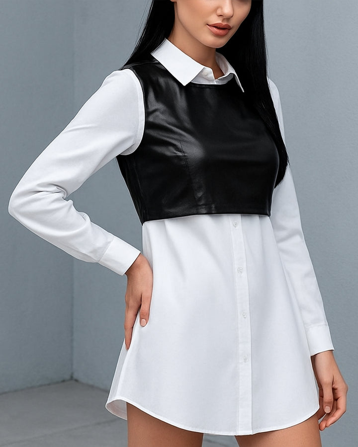 Vestido Casual Dos en Uno de Cuello Sport y Manga Larga con Botones - LIZAPONS