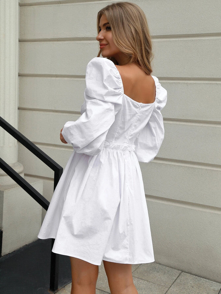 Vestido De Escote Corazón Y Cintura Imperio De Manga Larga Tipo Farol - LIZAPONS