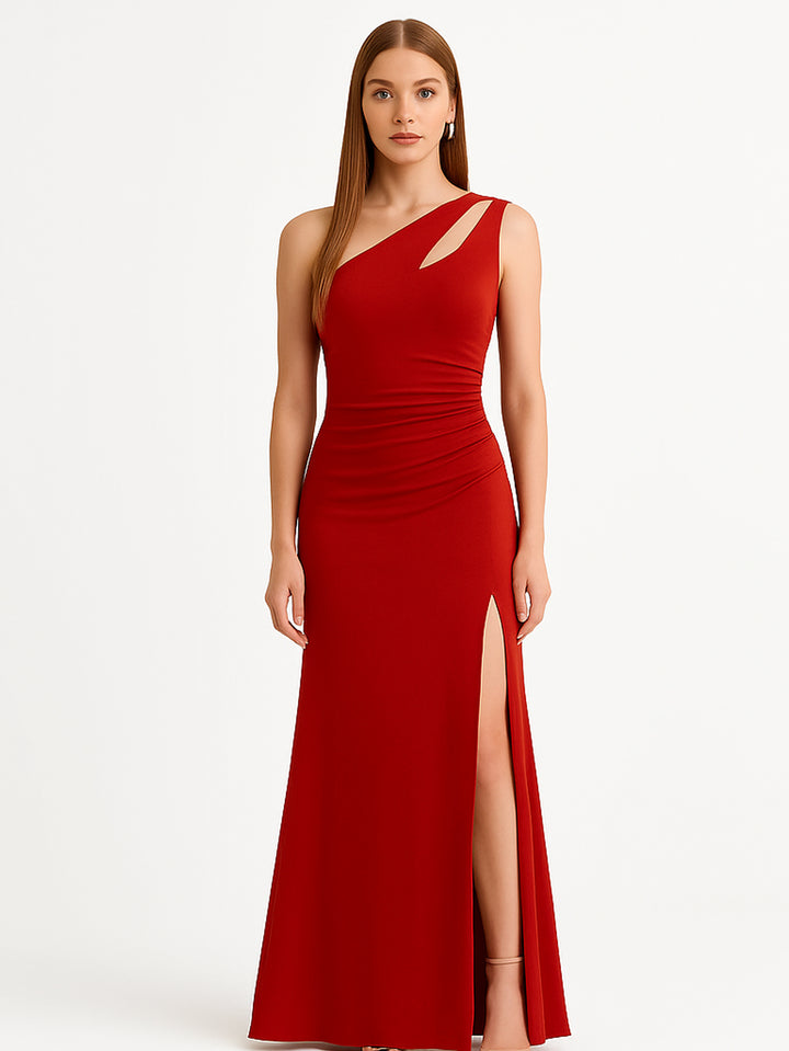 Vestido Elegante de Un Hombro y Corte Sirena con Abertura Lateral - LIZAPONS