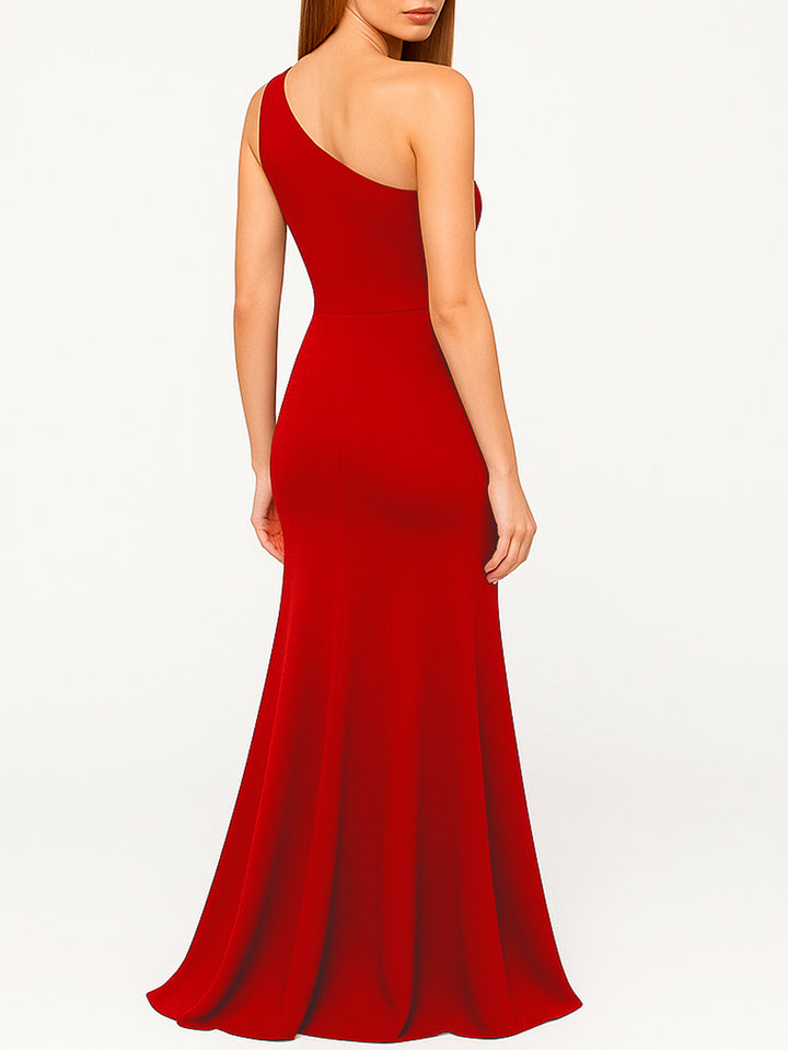 Vestido Elegante de Un Hombro y Corte Sirena con Abertura Lateral - LIZAPONS