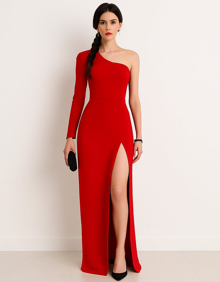 Vestido de Noche Elegante de Un Hombro con Abertura Lateral - LIZAPONS