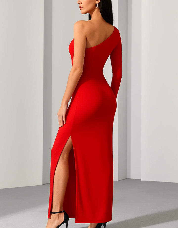 Vestido de Noche Elegante de Un Hombro con Abertura Lateral - LIZAPONS