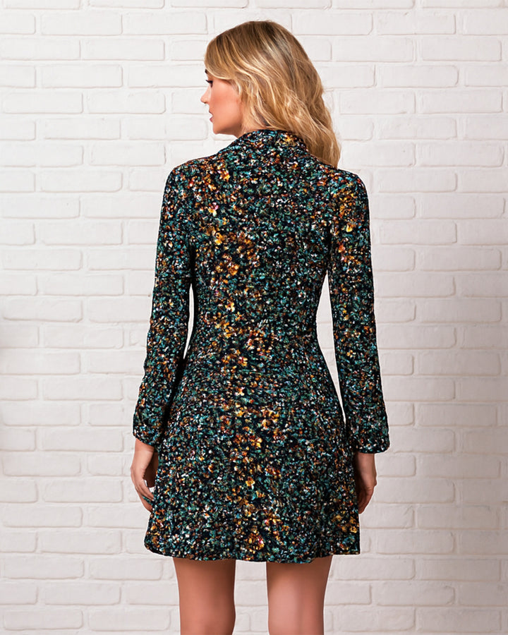 Vestido Camisero Estampado Floral Midnight de Manga Larga y Botones - LIZAPONS