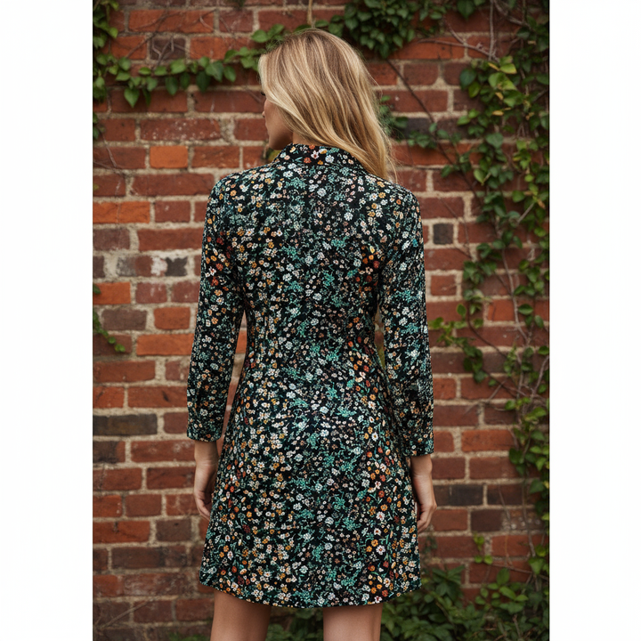 Vestido Camisero Estampado Floral Midnight de Manga Larga y Botones - LIZAPONS