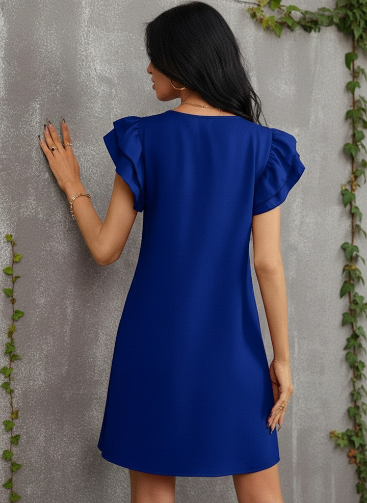 Vestido Tipo Túnica de Cuello Redondo y Manga con Volantes - LIZAPONS