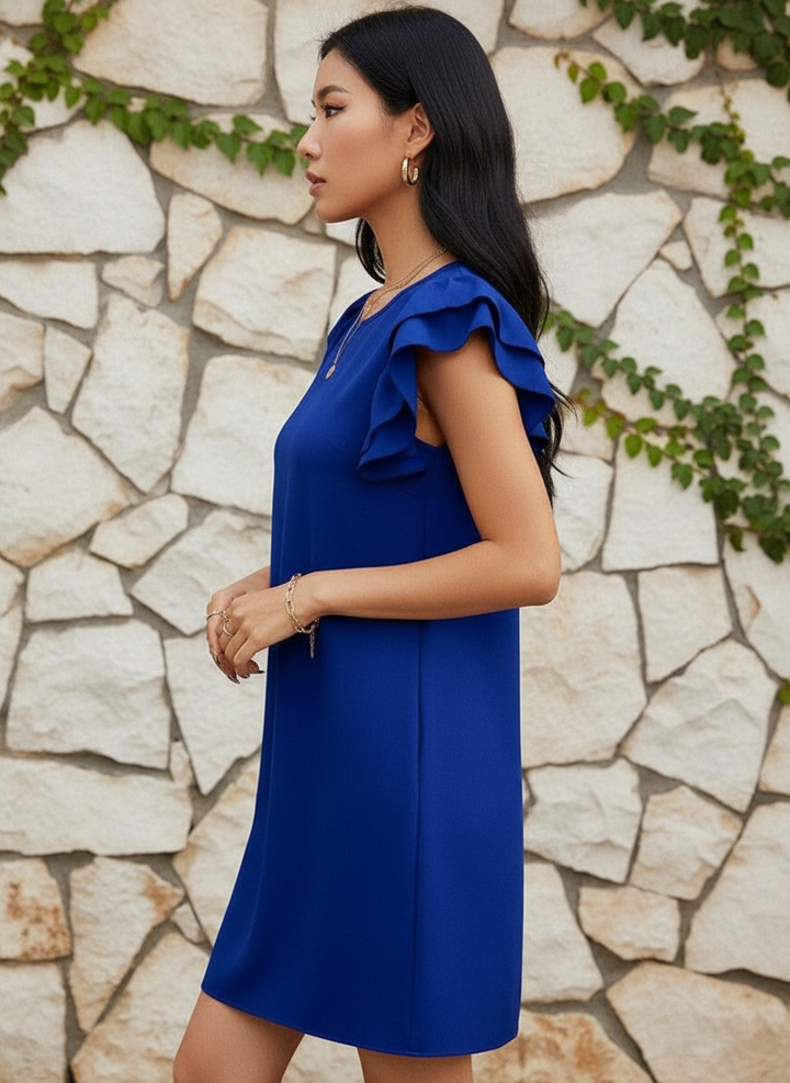 Vestido Tipo Túnica de Cuello Redondo y Manga con Volantes - LIZAPONS