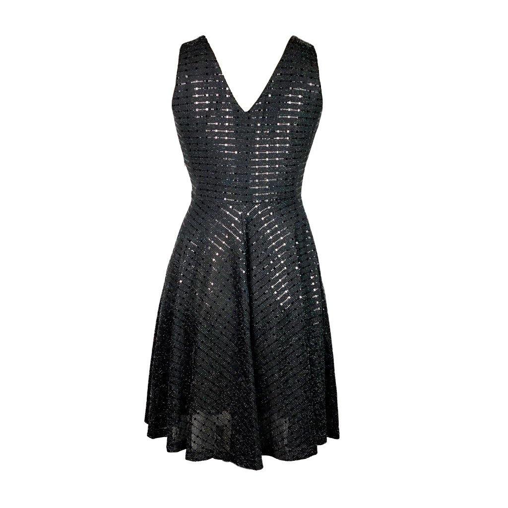 Vestido de fiesta corto de doble forro y cuello en v con cierre invisible al costado - Liza Pons