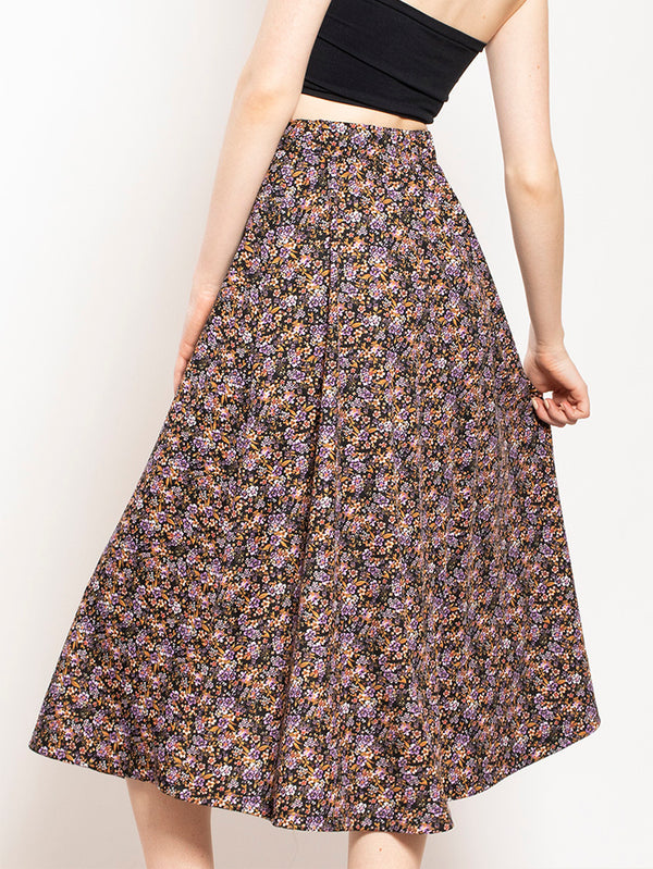 Falda larga con estampado floral - Liza Pons