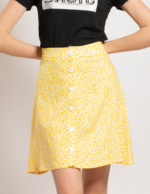 Falda corta estampada con botones al frente - LIZAPONS