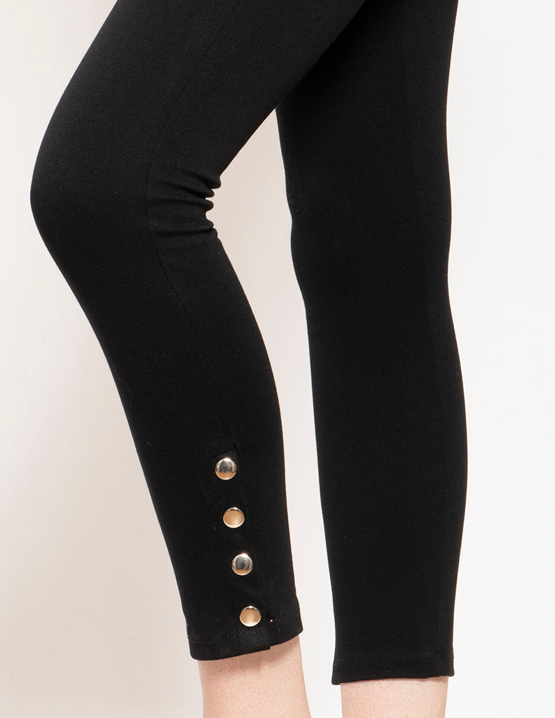 Pantalón ajustado de cintura alta con botones incrustados en pierna - Liza Pons
