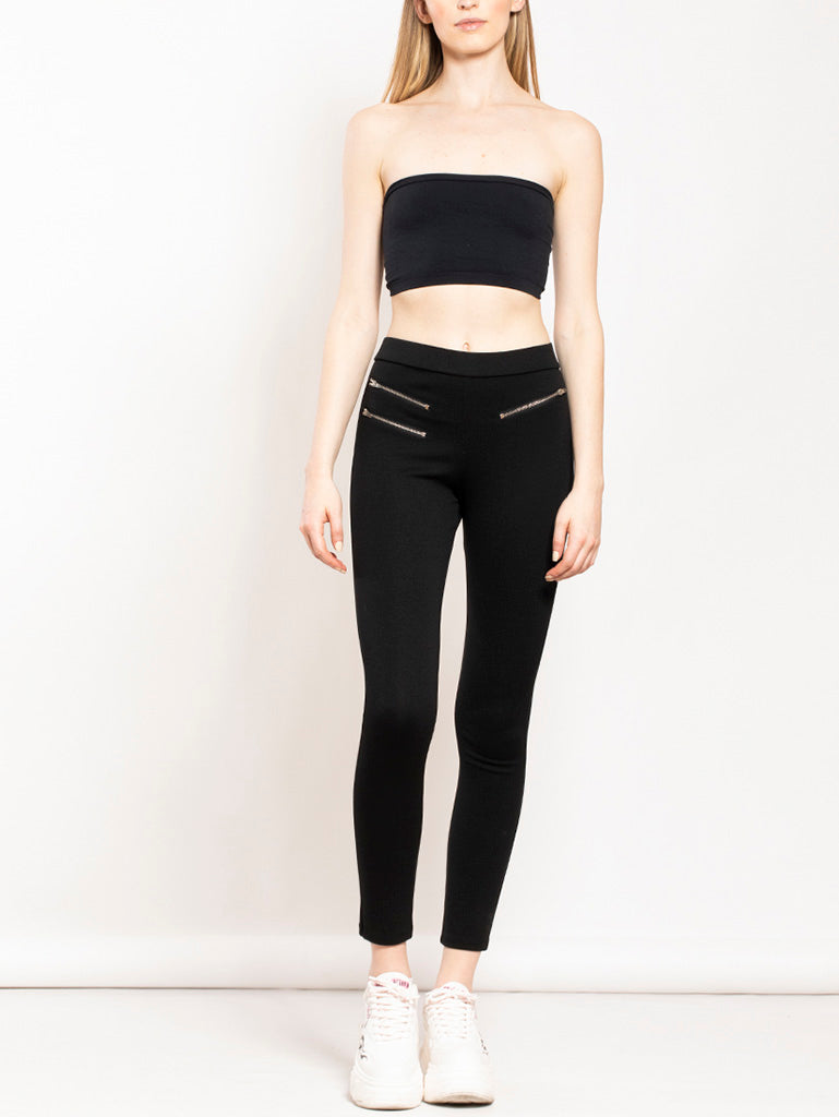 Pantalón ajustado de cierres decorativos al frente - Liza Pons