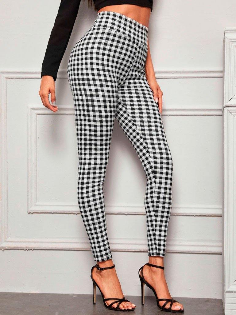 Pantalón ajustado de cintura ancha y tela guingán - Liza Pons