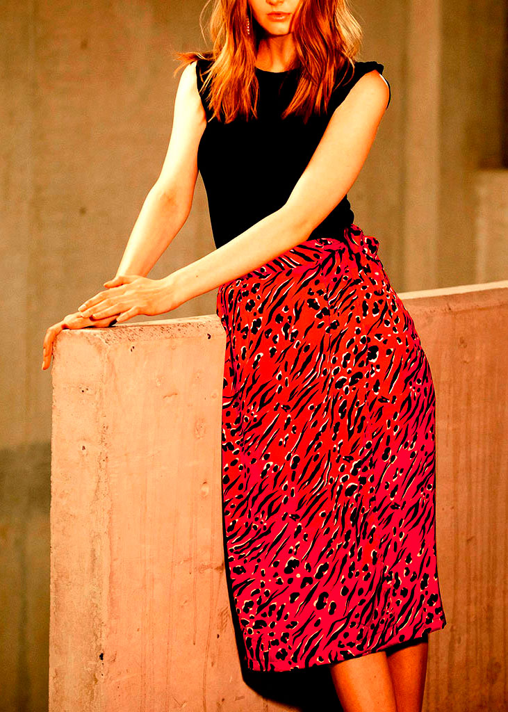 Falda envolvente larga con estampado - Liza Pons